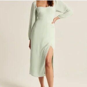 Abercrombie and Fitch Long Sleeve Draped Skirt Mint Green Midi Dress
